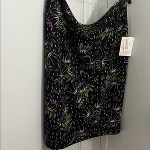 LuLaRoe Cassie Black with Green Purple Floral Print Pencil Skirt.